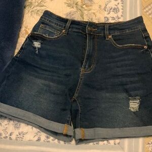 Jean Shorts Womens Stretchy High Waisted Ripped Denim Shorts